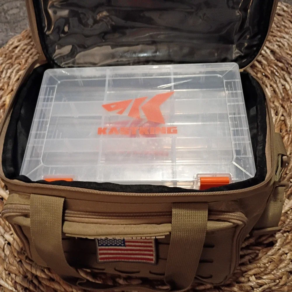KastKing Fishing Tackle Bag Tan Tactical MOLLE Gear Organizer with Utility Boxes